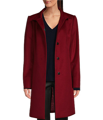 Katherine Kelly Pure Cashmere Stand Collar Hidden Snap Coat