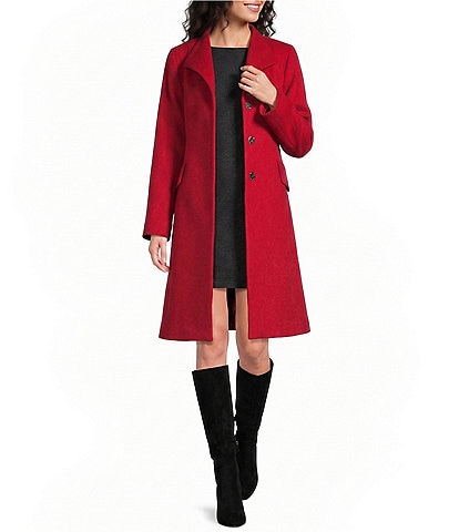 Katherine Kelly Pure Wool Hidden Snap Wing Collar Coat