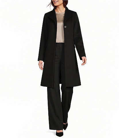 Katherine Kelly Pure Wool Hidden Snap Wing Collar Coat