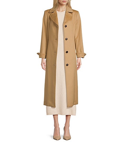 Katherine Kelly Pure Wool Notch Collar Button Front Maxi Coat