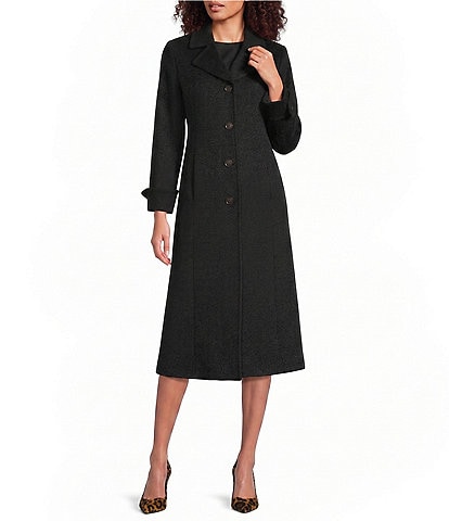 Katherine Kelly Pure Wool Notch Collar Button Front Maxi Coat