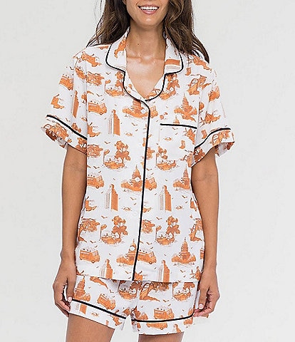 Katie Kime Austin Toile Woven Shorty Pajama Set