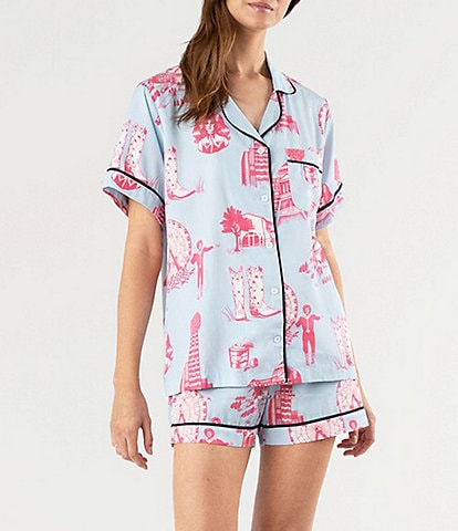 Katie Kime Dallas Toile Woven Shorty Pajama Set