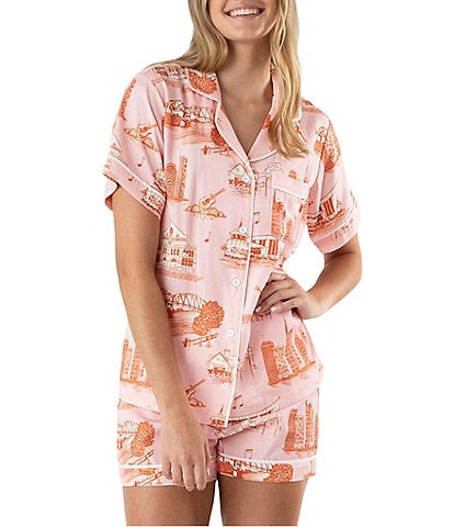 Katie Kime Nashville Toile Woven Shorty Pajama Set