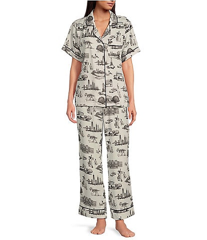 Katie Kime New York Toile Woven Pajama Pant Set