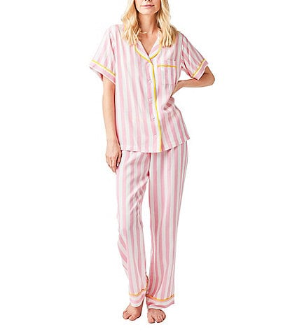 Katie Kime Retro Stripe Woven Top and Pant Pajama Set
