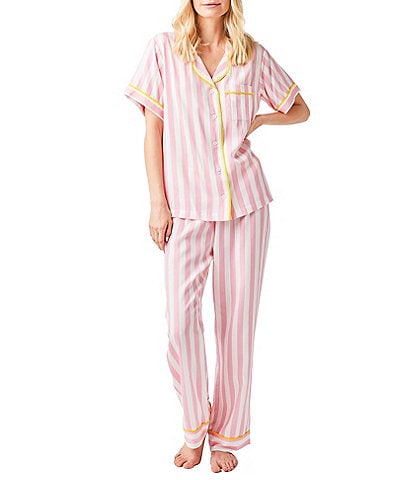Katie Kime Retro Stripe Woven Top and Pant Pajama Set