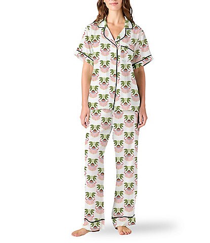 Katie Kime Summer Bouquet Woven Short Sleeve Notch Collar Pajama Pant Set