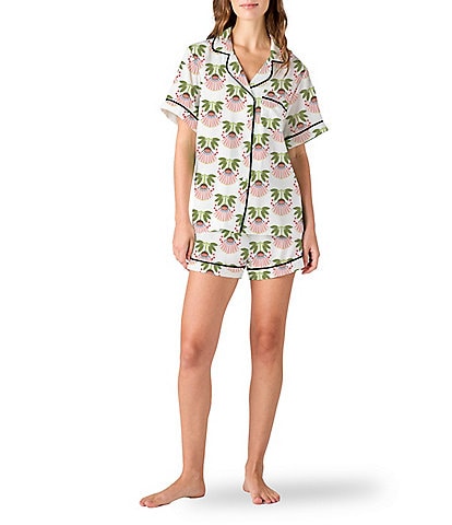 Katie Kime Summer Bouquet Woven Short Sleeve Notch Collar Shorty Pajama Set