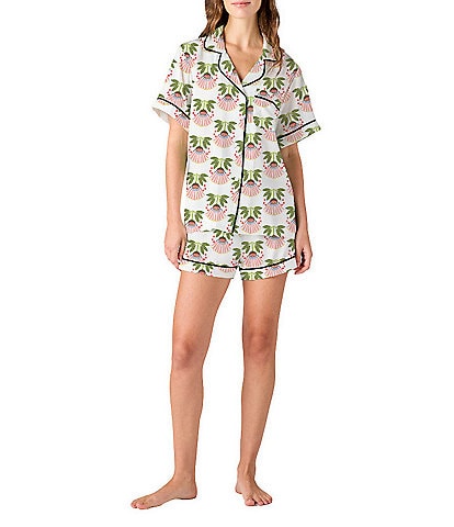 Katie Kime Summer Bouquet Woven Short Sleeve Notch Collar Shorty Pajama Set