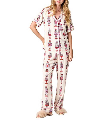 Katie Kime Woven Holiday March Nutcracker Print Holiday Pajama Pant Set