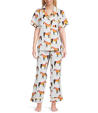 Katie Kime Woven Horse & Tassel Print Pajama Pant Set