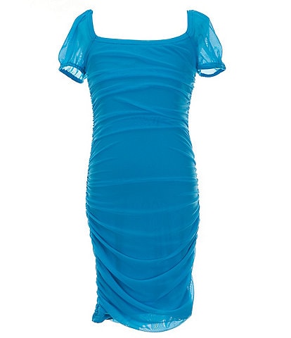 KatieJNYC Big Girls 7-16 Anya Mesh Ruched Puff Sleeve Dress