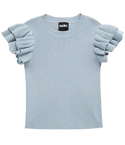 KatieJNYC Big Girls Flutter Sleeve Isla Sweater-Knit Top