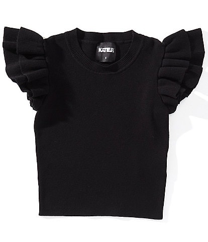 KatieJNYC Big Girls Flutter Sleeve Isla Sweater-Knit Top