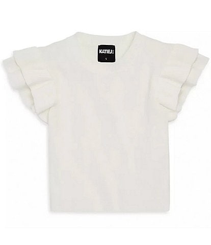 KatieJNYC Big Girls Flutter Sleeve Isla Sweater-Knit Top