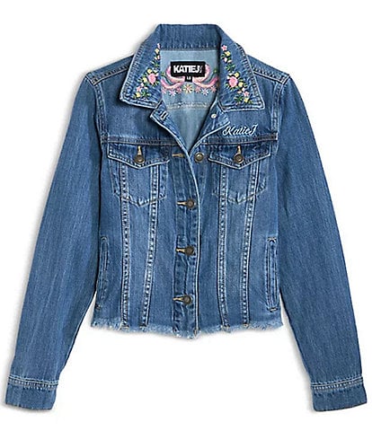 KatieJNYC Big Girls Newport Embroidered Denim Jacket