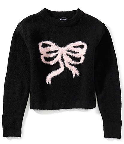 KatieJNYC Big Girls Maggie Intarsia Bow Long Sleeve Sweater