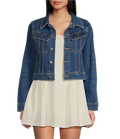 KatieJNYC Dallas Denim Point Collar Button Front Jacket
