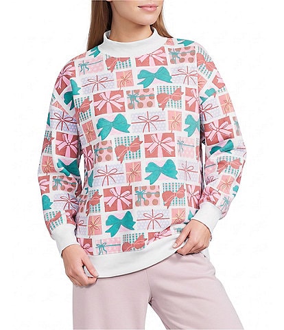 KATYDID Long Sleeve Allover Graphic Presents Oversized Sweatshirt