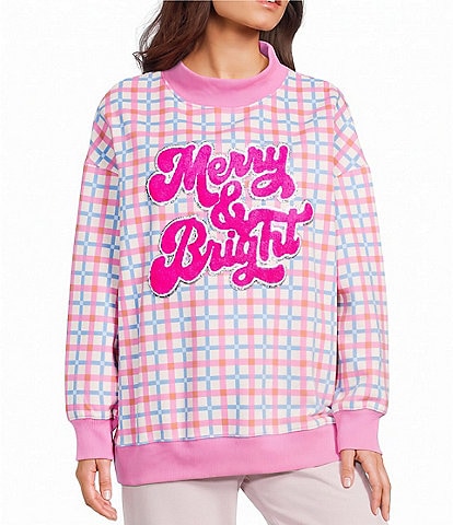 KATYDID Long Sleeve Merry & Bright Patchwork Design Oversized Sweatshirt