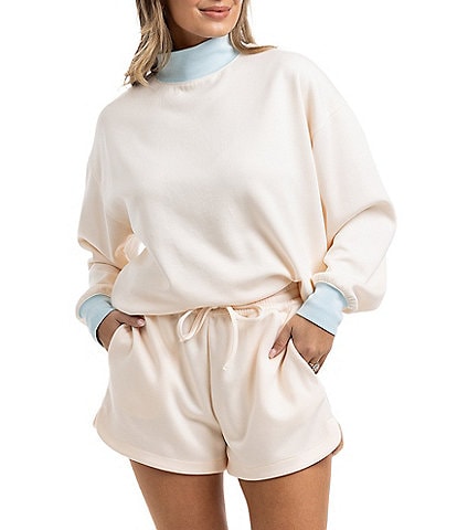 KATYDID Two-Tone Mock Neck Long Sleeve Sweatshirt