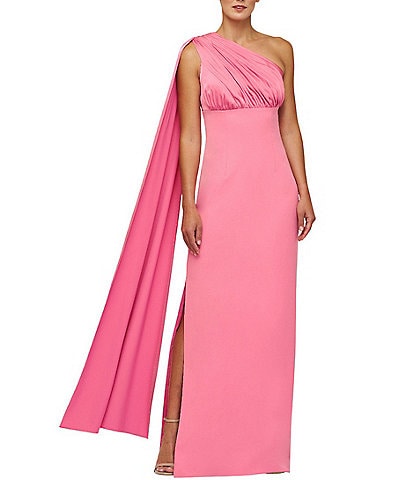 Kay Unger Alessandra Stretch Charmeuse One Shoulder Empire Waist Column Gown