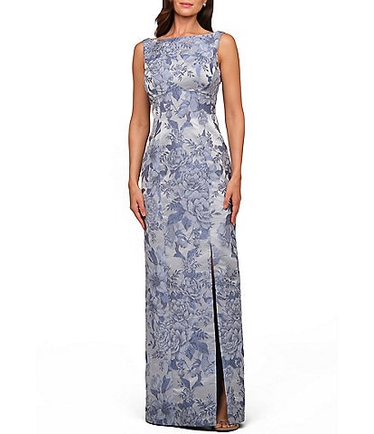 Kay Unger Sleeveless Jacquard Column Gown