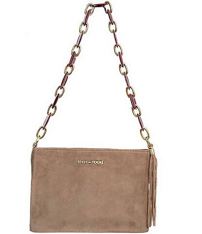 Kelley-Tooke Leather Berry Chain Side Tassel Clutch Crossbody Bag