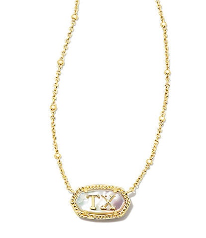 Kendra Scott 14K Elisa Texas Gold Short Pendant State Necklace