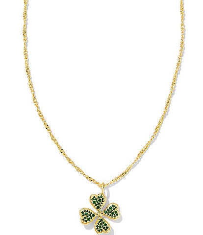 Kendra Scott Clover Crystal Gold Short Pendant Necklace
