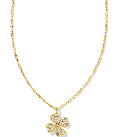 Kendra Scott Clover Crystal Gold Short Pendant Necklace