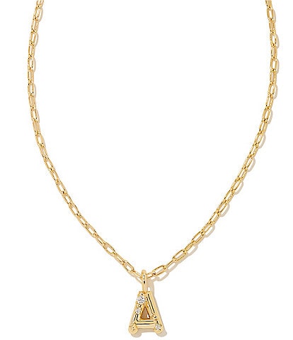 Kendra Scott Crystal Initial Gold Short Pendant Chain Necklace