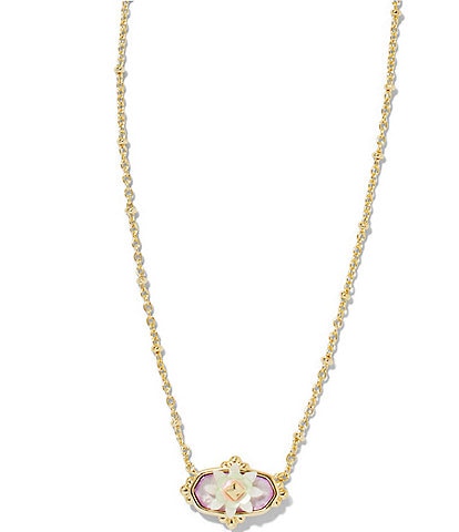 Kendra Scott Elisa Flower Petal Framed Gold Short Pendant Necklace