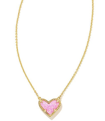 Kendra Scott Ari Heart Opal Gold Short Pendant Necklace