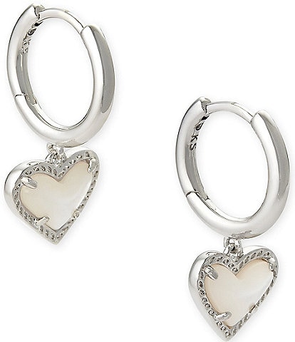 Kendra Scott Ari Heart Silver Huggie Earrings