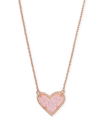 Kendra Scott Ari Drusy Heart Short Pendant Necklace