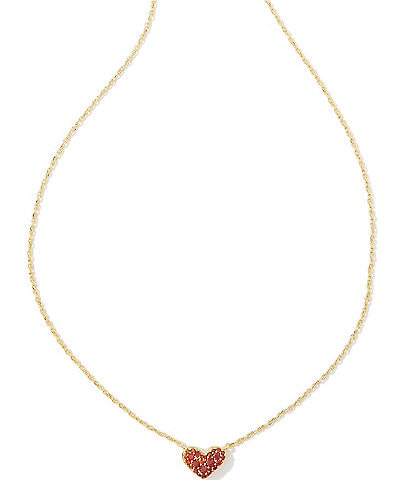 Kendra Scott Ari Pave Crystal Heart Gold Short Pendant Necklace