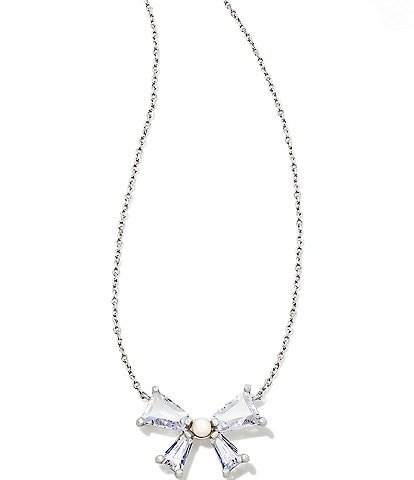 Kendra Scott Blair Bow Crystal Pearl Short Pendant Necklace