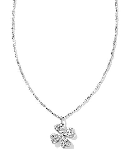 Kendra Scott Clover Crystal Silver Short Pendant Necklace