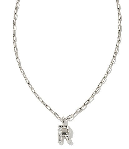 Kendra Scott Crystal Letter Silver Short Pendant Necklace