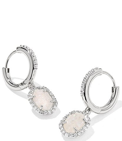 Kendra Scott Daphne Crystal Frame Drusy Huggie Hoop Earrings