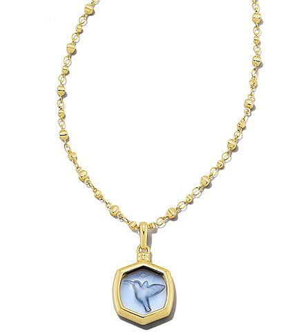Kendra Scott Davie Gold Intaglio Gold Plated Long Pendant Necklace