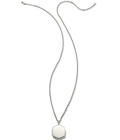 Kendra Scott Davis Sterling Silver Locket Charm Chain Necklace