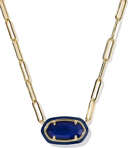 Kendra Scott Elisa Enamel Frame Paperclip Pearl Short Pendant Necklace