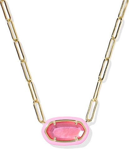 Kendra Scott Elisa Enamel Frame Paperclip Short Pendant Necklace
