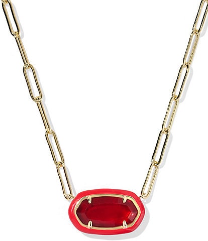 Kendra Scott Elisa Enamel Frame Paperclip Short Pendant Necklace