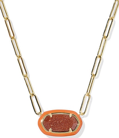 Kendra Scott Elisa Enamel Frame Paperclip Short Pendant Necklace
