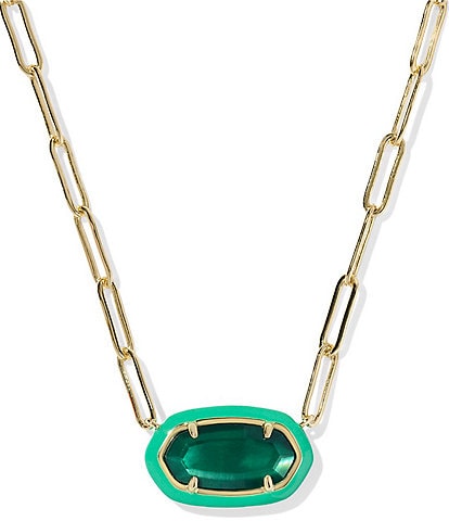 Kendra Scott Elisa Enamel Frame Paperclip Short Pendant Necklace