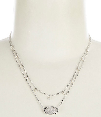 Kendra Scott Elisa Silver Pearl Short Multi Strand Necklace